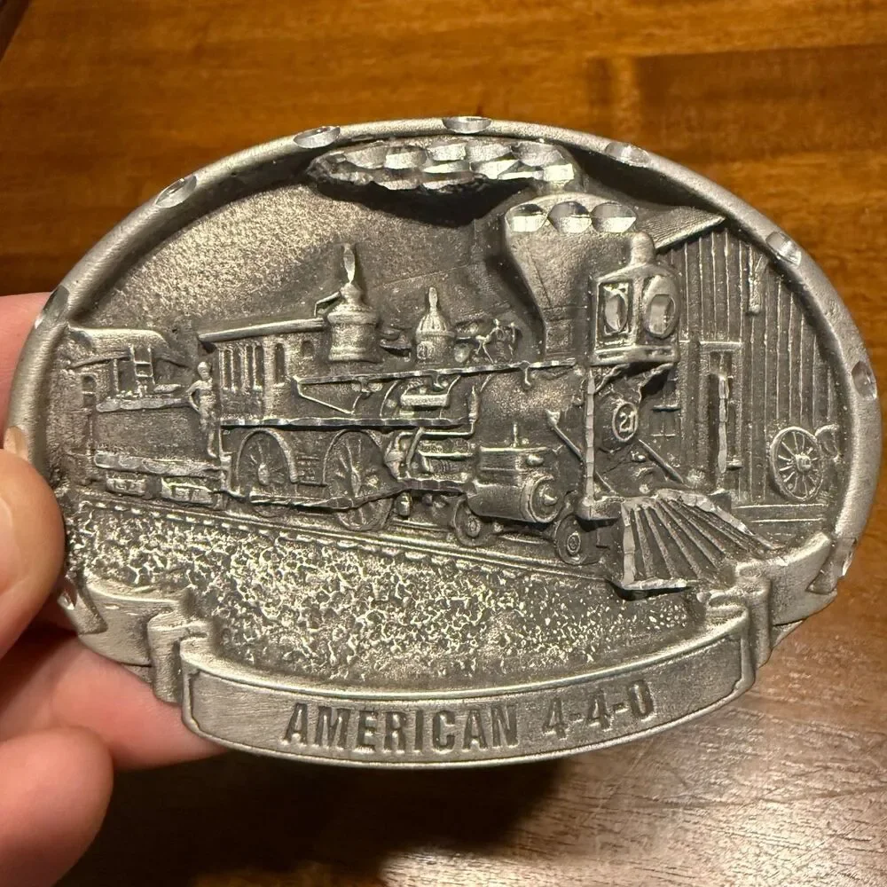 Vintage AMERICAN 4-4-0 Train Belt Buckle Steam Engine Railroad